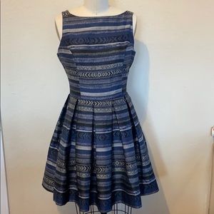 Blue print flare dress